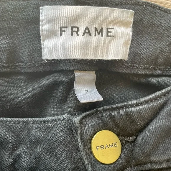 Frame Jeans Le One Flare Larsen Black Organic Cotton Size 2 - Picture 4 of 10